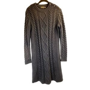 Polo Ralph Lauren Womens Sweater Dress L Navy Blue Cable Knit Long Sleeve